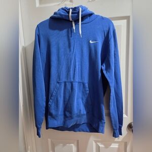 Nike Blue Hoodie With White Logo & Drawstrings